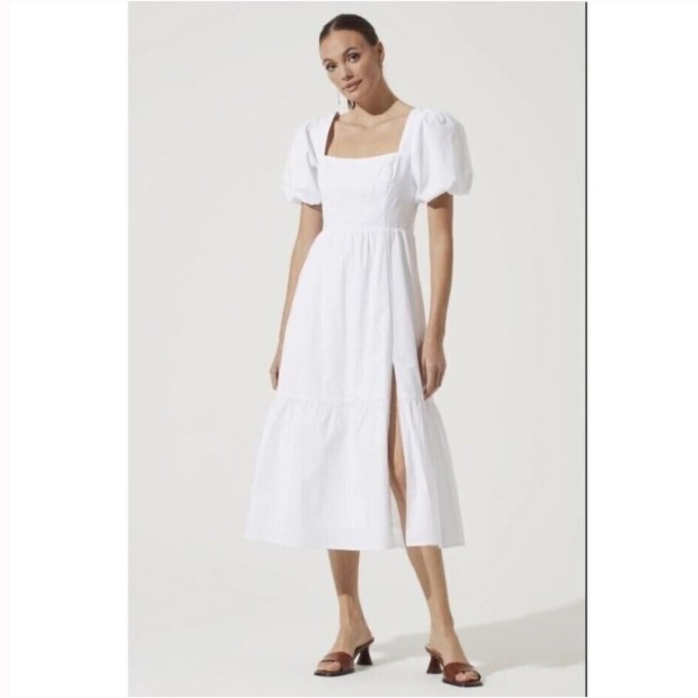 NWOT ASTR the label white poplin puff sleeve dress - Picture 2 of 11